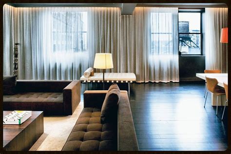Cream Sheer Drapery In A Modern Loft Apartment Sleek And Luxurious