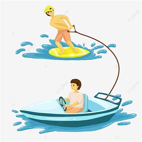 Water Skiing Png Transparent Water Skiing Sea Surfing Cartoon Style