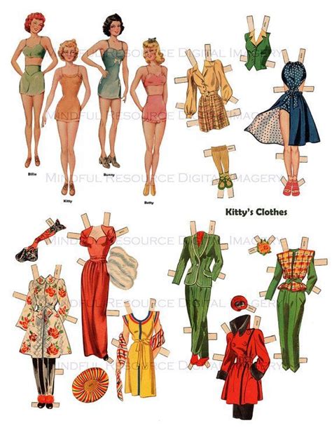 Girlfriends Paper Dolls 1940s Vintage Paper By Paper Doll Craft