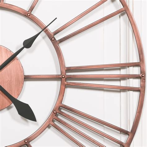 Industrial Style Vintage Copper Effect Metal 92 Cm Wall Clock