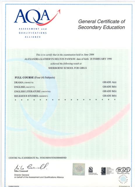 Aqa Assessment And Qualifications Alliance Gcse General Certificate