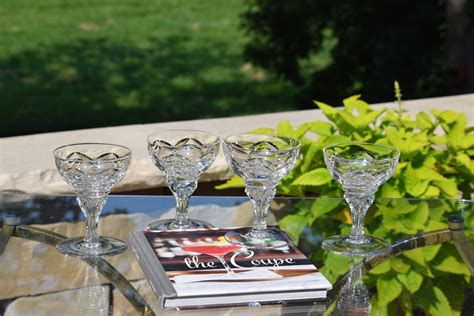4 Vintage Cut Crystal Cocktail Glasses Royal Leerdam 1950 Vintage