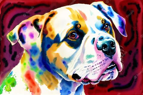 Premium Photo | Watercolor painting of the loyal american bulldog a