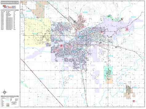 Bakersfield California Wall Map Premium Style By Mark