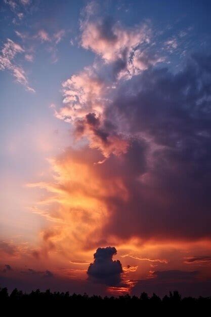 Premium Photo A Pink Sunset With A Colorful Cloud
