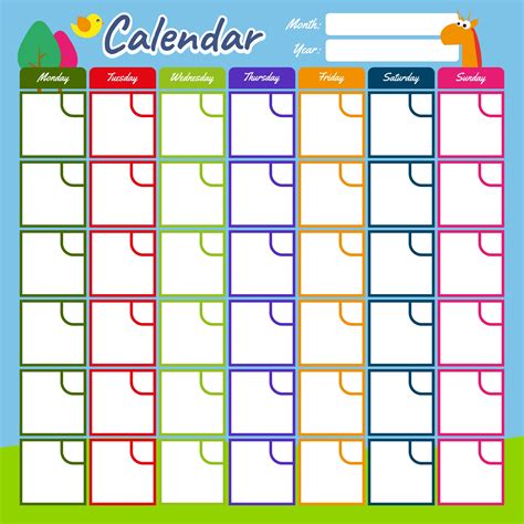 Free Blank Charts To Print Calendar Template Printable Riset