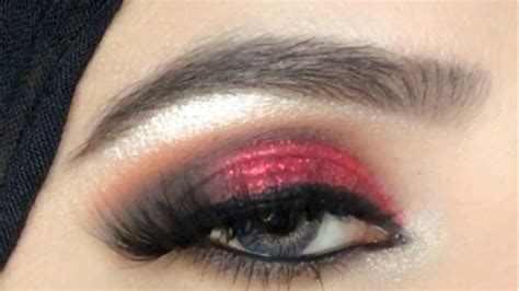 Red Glitter Smokey Eyes Makeup Step By Stepzubaria Youtube