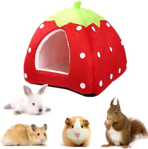 Bangminda Small Animal Pet Winter House Red Strawberry Warm Nest Bed