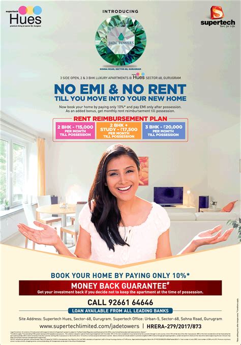 Supertech Introducing No Emi And No Rent Till You Move Into Your New