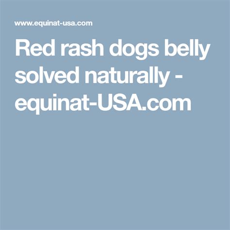Red Rash Dogs Belly Solved Naturally Equinat Red Rash