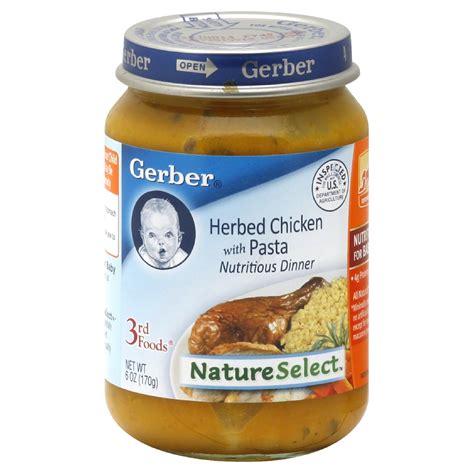 They sounded alarmed and said this had never happened before. Gerber 3rd Foods Nature Select Herbed Chicken with Pasta 60 oz