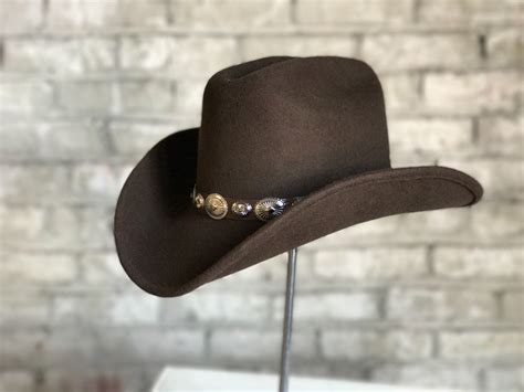 Rockmount Mens Brown Felt Cowboy Concho Magic Pinch Hat The Western