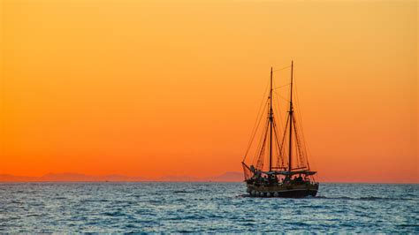 Hd Hintergrundbilder Meer Schiff Sonnenuntergang Himmel Orange Licht