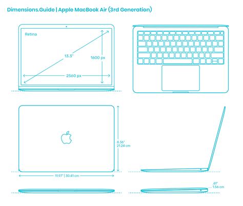 Apple Macbook Air 3rd Gen Dimensions And Drawings Dimensionsguide