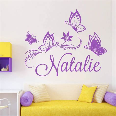 Personalized Custom Name Butterflies Wall Sticker For Kids Room Decor