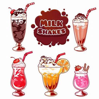 Vector Milkshakes Milkshake Different Juice Watercolor Cocktails