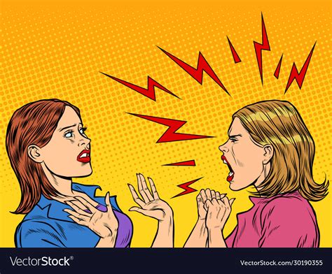 Two Angry Women Scream Royalty Free Vector Image
