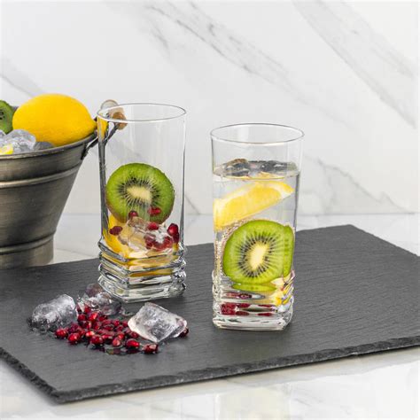 6x Elegan Highball Glasses Set Ridged Drinking Glass Tumbler Tumblers 335ml Ebay