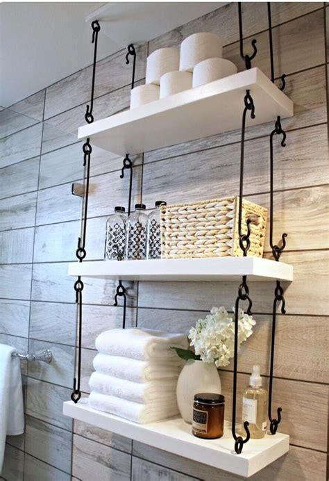 Hanging Shelves With Wrought Iron Hardware Rusticbathroom Rustic