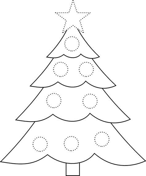 Traceable Christmas Tree Picture Star And Circles