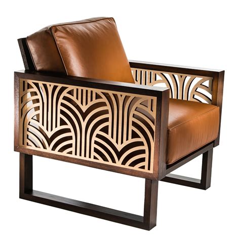 Art Deco Leather Lounge Chair Twist Modern