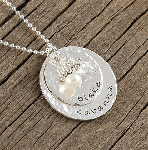 Personalized Necklace Sterling Silver Double Stacked