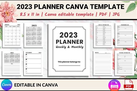 2023 Monthly & Weekly planner | Canva editable template (1948925