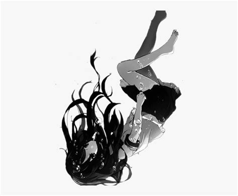 Drowning Anime Sad Black And White Anime Girl Sad Free Transparent Clipart Clipartkey