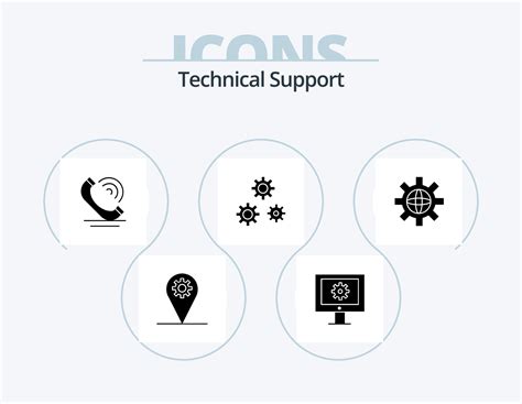 Technical Support Glyph Icon Pack 5 Icon Design Globe Service Call