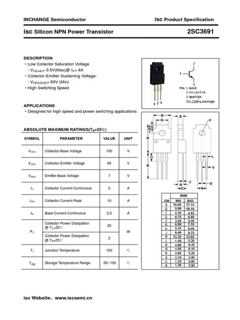 C3691 Nec Npn Transistor 100v 7v Base 5a High Switching Speed