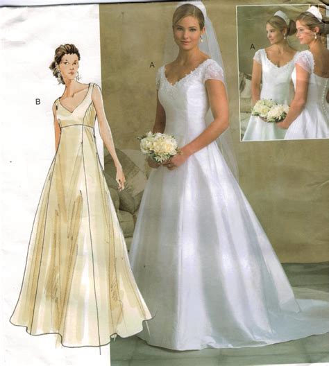 Vogue Pattern 2788 Wedding Gown Bridesmaid Train Empire Waist Button