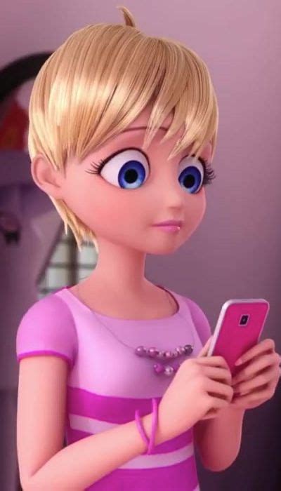 A Cartoon Character Holding A Cell Phone In Her Hand And Looking At The