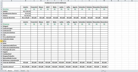 Planilha De Gasto Mensal Bazarbalzer
