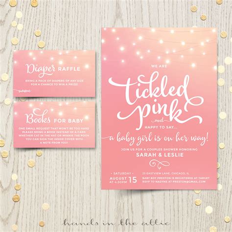 What to say on a baby shower invite. Tickled Pink Baby Shower Invitation | Hands in the Attic