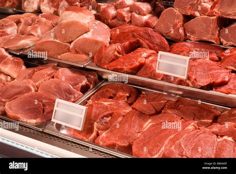 Assortment Of Meat At A Butcher Shop Stock Photo Alamy