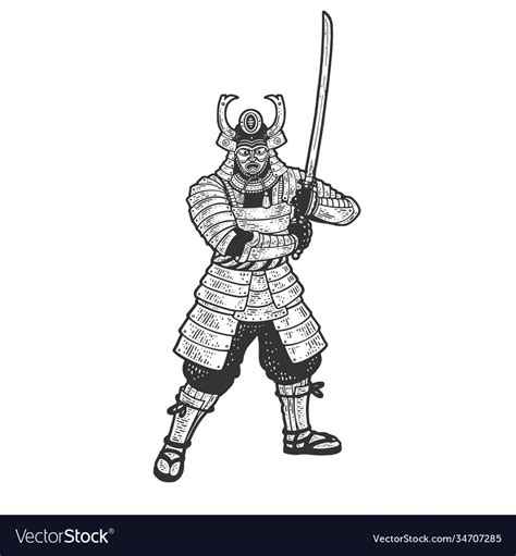 Samurai Warrior Sketch Royalty Free Vector Image