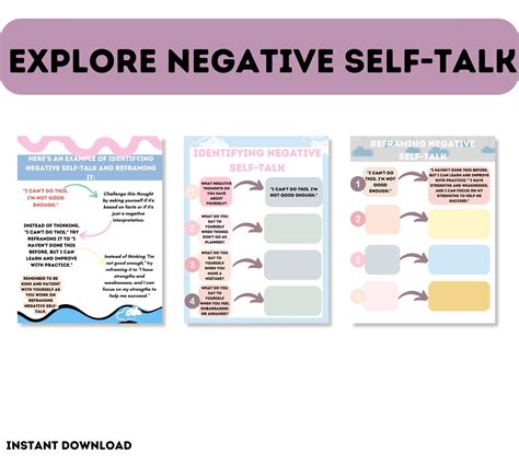 Negative Self Talk Worksheet Therapy Anxiety Worksheets Dbt Etsy