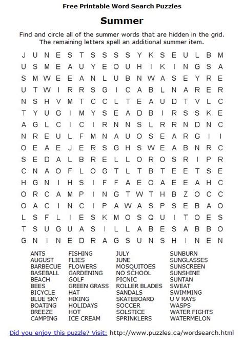 Hard Printable Word Searches For Adults Word Search Summer Words