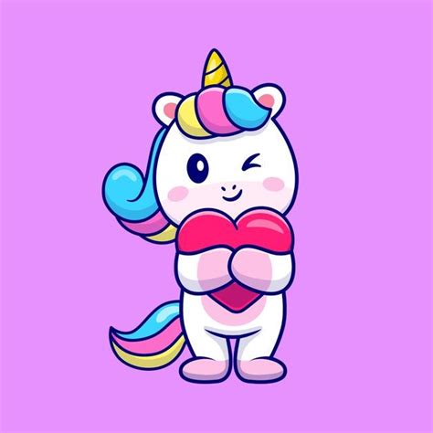 Free Vector Cute Unicorn Hug Love Heart Cartoon Vector Icon