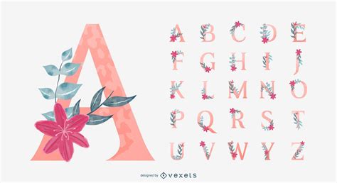 Flower Floral Alphabet Letters Design Dwg File Free D