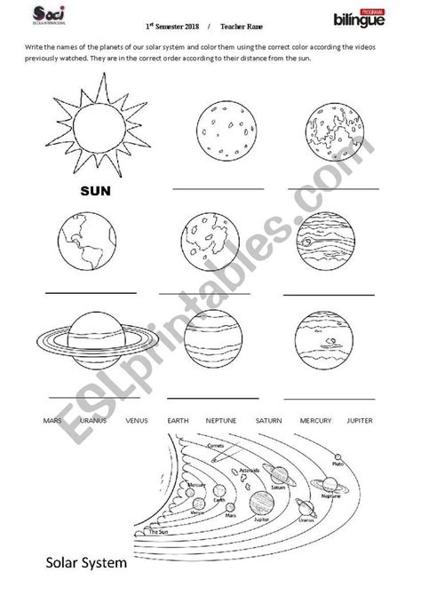 Solar System Esl Worksheet By Ranemiana Solar System Worksheets