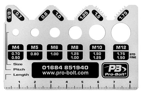 For metric threads, the thread pitch is given in millimeters per thread. wunderlichamerica.com: Metric Thread Identification Tool