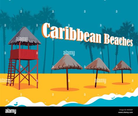 Caribbean Beaches Stock Vector Image & Art - Alamy