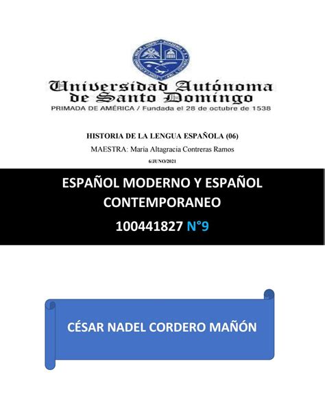 EspaÑol Moderno Y EspaÑol Contemporaneo By Nadel21 Issuu