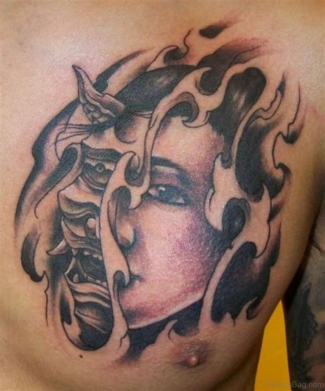 63 Classic Mask Tattoos On Chest