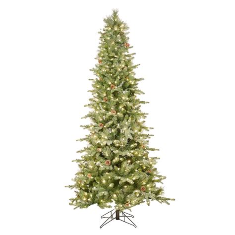 Ge 75 Ft Aspen Fir Pre Lit Slim Flocked Artificial Christmas Tree With