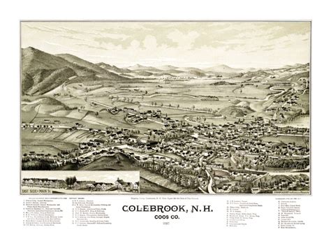 Beautifully Detailed Map Of Colebrook Nh In 1887 Knowol