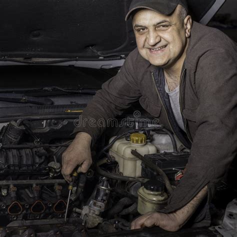 Diy Mechanic At Work Stock Photo Image Of Positive Grey 30851452