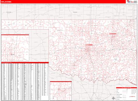 99% of fortune 500 companies as clients. Oklahoma Zip Code Wall Map Red Line Style by MarketMAPS
