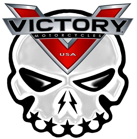 The Logo For Victory Motorcycles Usa With A Skull And Arrow On Its